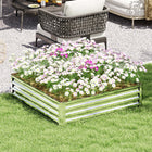 Outsunny Galvanized Steel Planter Raised Garden Bed - 47" L x 47" W x 12" H - Silver-Suitable for planting vegetables, herbs, flowers in your yard 