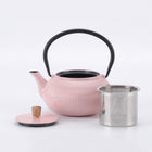 Minimal Enamelled Cast Iron Teapot - Line Pink - 0.6 L-Perfect for brew the team and boil water with it