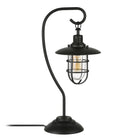 Hudson&Canal Bay 22" Tall Nautical Table Lamp with Glass/Metal Shade - Blackened Bronze/Clear-Paired with a clear globe glass and metal shade