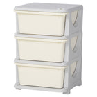 Qaba 3 Tier Kids Toy Organizer with 3 Plastic Storage Bins - Cream White-Rounded edges help prevent your kid from getting injured in case they fall 