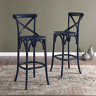 Modway Gear Bar Stool - Midnight Blue-Non-Marking Foot Caps
