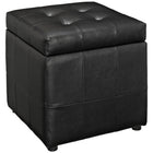 Modway Volt Storage Upholstered Vinyl Ottoman - Black-Padded Faux Leather Lining