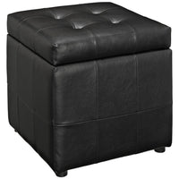 Modway Volt Storage Upholstered Vinyl Ottoman - Black-Padded Faux Leather Lining