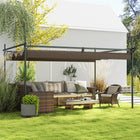 Outsunny Outdoor Gazebo, Retractable Pergola Canopy - 10' x 10' - Brown-Fixed hooks at the top keep the canopy in place 