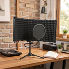HOMCOM Foldable Studio Microphone Isolation Shield with Pop Filter - Stand-Stand height can be adjusted by 5 cm to help find the position