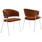 Modway Nella Upholstered Performance Velvet Dining Chair - Rust/Silver - 2 Pack-Set of 2 Accent Dining Chairs