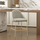 Manhattan Comfort Gracie 22" Modern Leatherette Upholstered Counter Stool - Stone and Gold-Frame and Legs Features Choice of Fully Welded Black Steel or Gold Stainless Steel