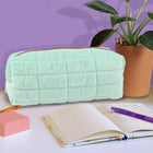 Fashion Stationery Quilted Plush Pencil Case - Mint-Body Material: Polyester