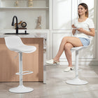 HOMCOM Adjustable Height Swivel Bar Stools - White - 2 Pack-Steel frame with anti-slip rubber ring on the bottom ensures stable and safe seating
