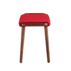 Manhattan Comfort Geta 25.2" Mid-Century Modern Linen Weave Upholstered Ottoman - Red and Antique Walnut-Low-profile Padding for Comfort Style