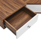 Modway Transmit 47" Wall Mount Corner Walnut Office Desk - Walnut White-Assembly Required