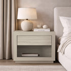 Manhattan Comfort Soren 32" Contemporary 1-Drawer Nightstand - Whitewashed Oak-Modern nightstand featuring a clean, handle-less drawer for a sleek, minimalist aesthetic