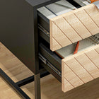 HOMCOM Modern Bedside Table with 2 Drawers and Metal Base - Black-Colours: Black, Oak