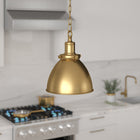 Hudson&Canal Elodie 8" Wide Pendant with Metal Shade - Brass/Brass-Handcrafted brass finish is applied to the round metal base