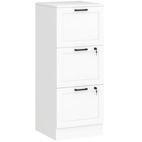 HOMCOM 3-Drawer Letter/A4 Filing Cabinet with Lock - White-Three file drawers minimizes office clutter
