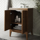 Modway Ledger 24" Bathroom Vanity - Walnut/White-Ceramic Sink With Integrated Countertop