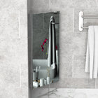 HOMCOM Stainless Steel Wall Mount Corner Bathroom Mirror Cabinet - Silver-Hinged door with hidden magnetic catch 