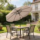 Outsunny Round Market Patio Umbrella with Valance - 9' x 9' - Khaki-The innovative three-position tilt mechanism adjusts 30° left or right for all-day sun protection