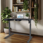 Motionwise M1 Glass Series Height Adjustable Electric Sit Stand Desk - 48" x 24" - with Single Tempered Glass Desktop - Ash-Spacious Workspace: Enjoy a generous 24” x 48” tempered glass desktop, providing ample room for dual monitors, laptops, printers, and other essentials to keep you organized and productive, whether working at home or in the office. Store Post-it notes, notepads, and more in the two pull-out pivot drawers
