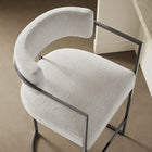 Modway Huron Curved Back Fabric and Metal Counter Stool - Silver Cream-Padded Seat and Backrest
