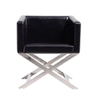 Manhattan Comfort Hollywood 25.6" Contemporary Faux Leather Upholstered Accent Chair - Black and Polished Chrome-Tailored Upholstered in Soft Faux Leather