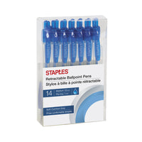 Staples Ballpoint Pens – 1.0mm – Blue – 14 Pack-Retractable ballpoint pens