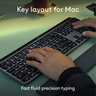 Logitech MX Keys S for Mac - Wireless Keyboard - Programmable Keys - Backlit - Space Grey-Fluid Typing Experience: A laptop-like profile with spherically dished keys shaped for your fingertips, experience fast, fluid, and precise typing on this wireless Bluetooth keyboard for Mac