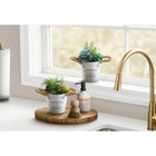 Monarch Specialties 9361 7" Tall Artificial Succulent - White Metal Pots - Set of 2-Perfectly sized for any table or desk, this artificial plant set blends seamlessly into modern interiors while adding a subtle, contemporary focal point