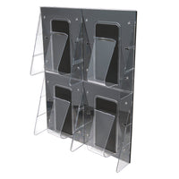 Deflecto Stand-Tall Pre-Assembled Wall Systems - 4 Compartments - Magazine Size - Clear-High-tension, spring action bracket keeps literature upright