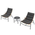 Manhattan Comfort Sunset Modern 3-Piece Patio Conversation Set - Grey-Frame Made of Rust Resistant Steel. Perfect for Outdoor Weather