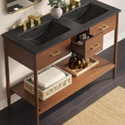 Modway Zaire 48" Double Sink Bathroom Vanity - Walnut/Black-Tapered Legs