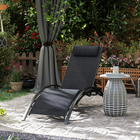 Outsunny Patio Reclining Lounge Chair with Adjustable Backrest - Black-Adjustable backrest has five settings to find optimal level of comfort