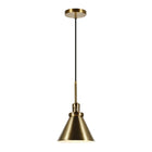 Hudson&Canal Zeno 8.5" Wide Pendant with Metal Shade - Brass/Brass-Paired with a brass cone metal shade