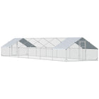 PawHut Galvanized Large Walk-in Chicken Coop Enclosure with Cover - 39.4' x 9.8' x 6.4'-Suitable for raising chickens, rabbits, ducks, and other animals 