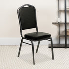 Flash Furniture HERCULES Series Crown Back Stacking Banquet Chairs in Black Vinyl with Silver Vein Frame - 4 Pack-CA117 Fire Retardant Foam