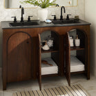 Modway Appia 48" Double Sink Bathroom Vanity - Walnut/Black-Black Ceramic Double Sink Basin