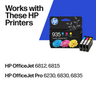 HP 935 Cyan, Magenta & Yellow Original Ink Cartridges, 3 Pack (N9H65FN)-Cartridge yield (approx.) per cartridge: 400 pages cyan, 400 pages magenta, 400 pages yellow