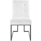 Modway Privy Black Stainless Steel Upholstered Fabric Dining Chair - Black/White-Comes Fully Assembled