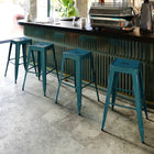 Flash Furniture 30" High Backless Distressed Kelly Blue-Teal Metal Indoor-Outdoor Barstool-Stacks up to 10 Chairs High