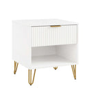 Manhattan Comfort DUMBO Modern 1-Drawer Nightstand and 3-Drawer Dresser Set - White-30 Day Limited Manufacturer's Warranty