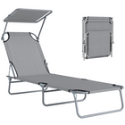 Outsunny Outdoor Lounge Chair - Adjustable Folding Chaise Lounge - Light Grey-Suitable for outdoor park, garden, patio, poolside, conservatory, beach and more