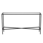 Hudson&Canal Henley 55"W Console Table with Glass Top - Blackened Bronze-Features a tempered glass top
