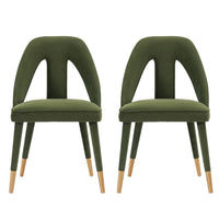 Manhattan Comfort Neda 20.87" Modern Velvet Upholstered Dining Chair - Olive Green - Set of 2-Modern Dining Chair for Dining Room and Task Chair Usage