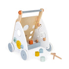 Janod Sweet Cocoon Multi Activity Baby Walker-Features a felt mat to muffle noise.