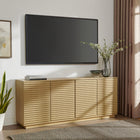 Modway Render 71" 4-Door Fluted Sideboard Cabinet TV Stand - Oak-Wood Blend Construction with Wood Grain Laminate