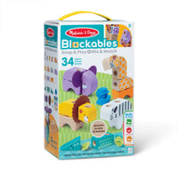 Melissa & Doug Blockables Safari 34-Piece Play Set-Melissa & Doug Blockables are connectable, stackable, and playable solid wood building blocks, perfect for little hands and big imaginations, special connectors let kids 2 and older easily snap together smooth, colorful blocks to create fun safari animals to play with, or combine to build their own silly characters and cool creations