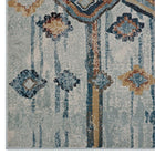Modway Jenica Distressed Moroccan Tribal Abstract Diamond Area Rug - 5 ft W x 8 ft L - Silver Blue Beige/Brown-Stain Resistant / Easy To Clean