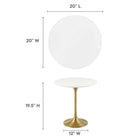 Modway Lippa 20" Round Wood Side Table - Gold White-MDF Tabletop