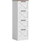 HOMCOM 4-Drawer Letter/A4 Filing Cabinet - White-Boasts a farmhouse style with X-panels, elevating your home office decor
