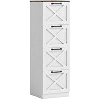 HOMCOM 4-Drawer Letter/A4 Filing Cabinet - White-Boasts a farmhouse style with X-panels, elevating your home office decor
